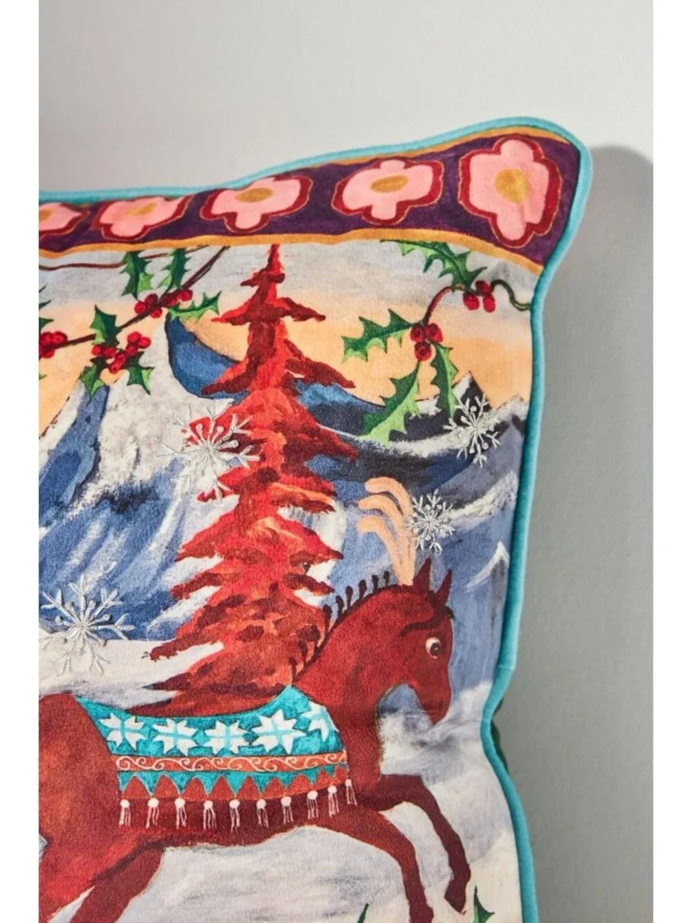 NWT Anthropologie Rapheal Balme Christmas Pillow